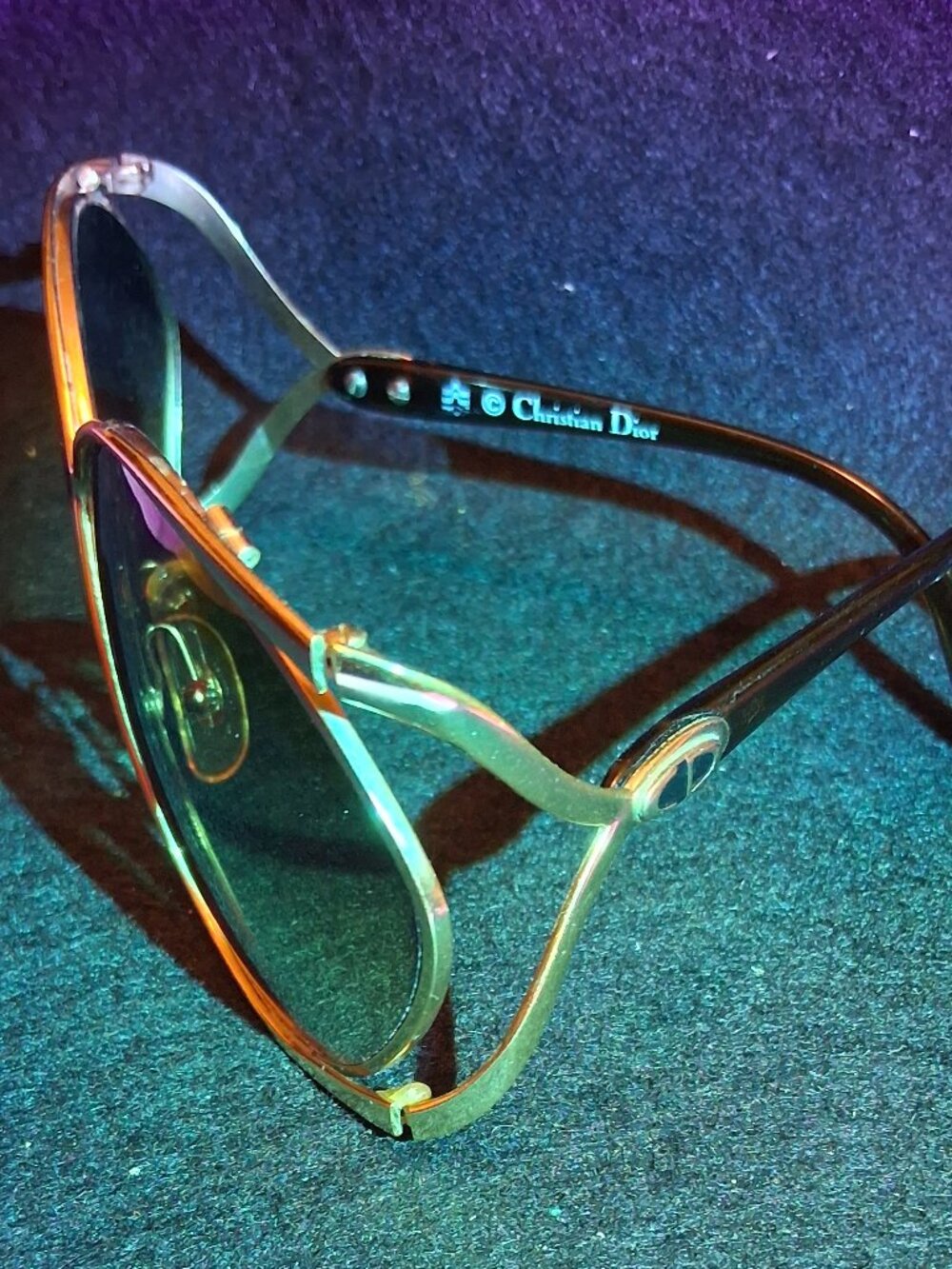 Christian Dior Vintage 70s/80s Oversized Butterfly Sunglasses 2056 Austria Gold - Picture 6 of 13